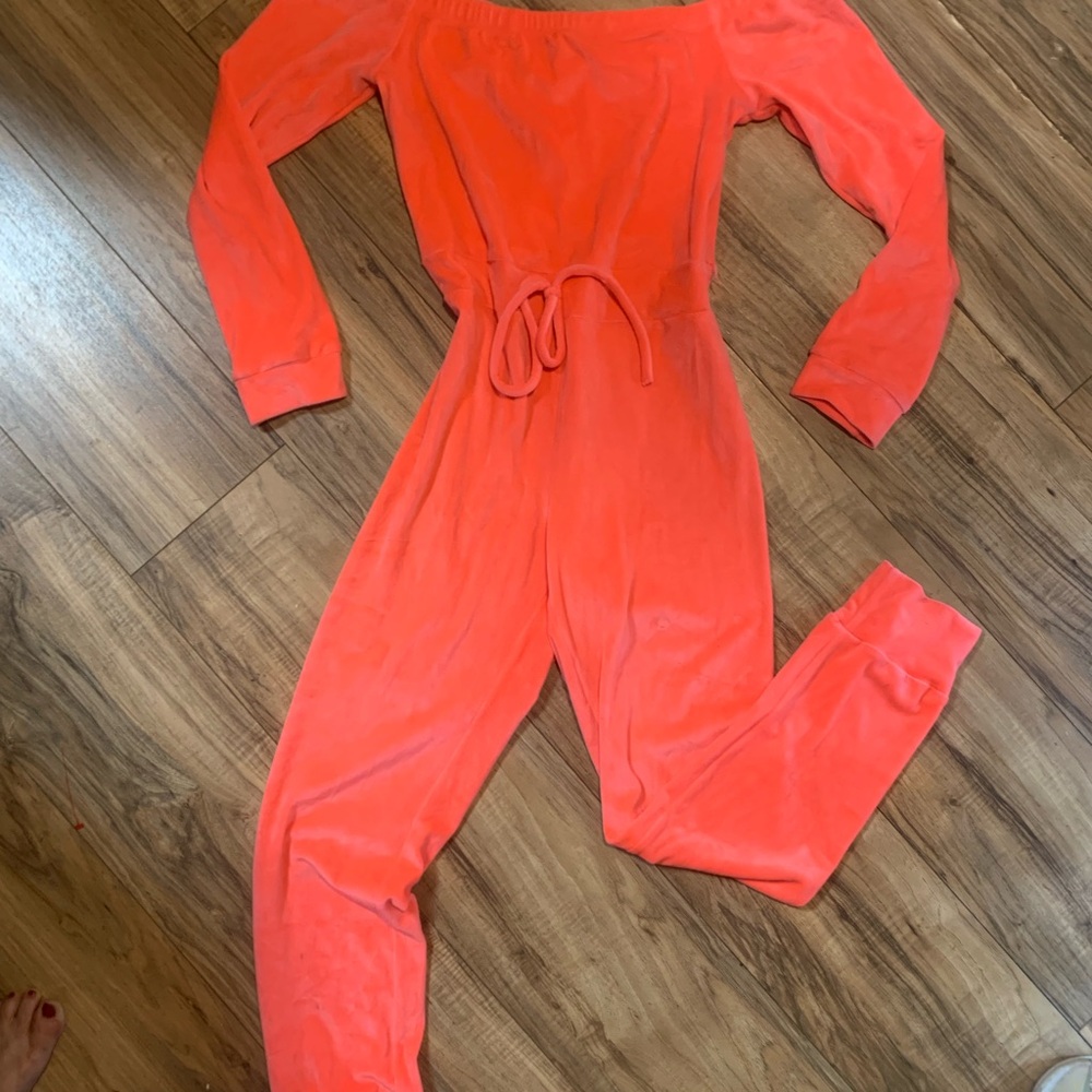 Women's Off-Shoulder Jumpsuit - Vibrant Orange